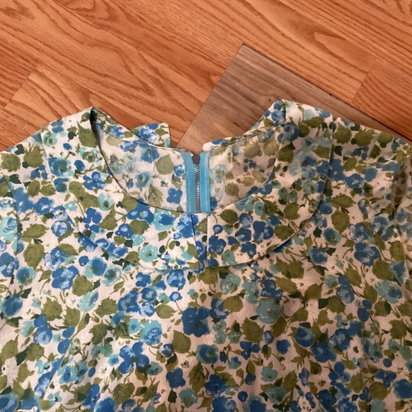 Vintage cotton floral mini dress Peter Pan collar - Picture 2 of 3